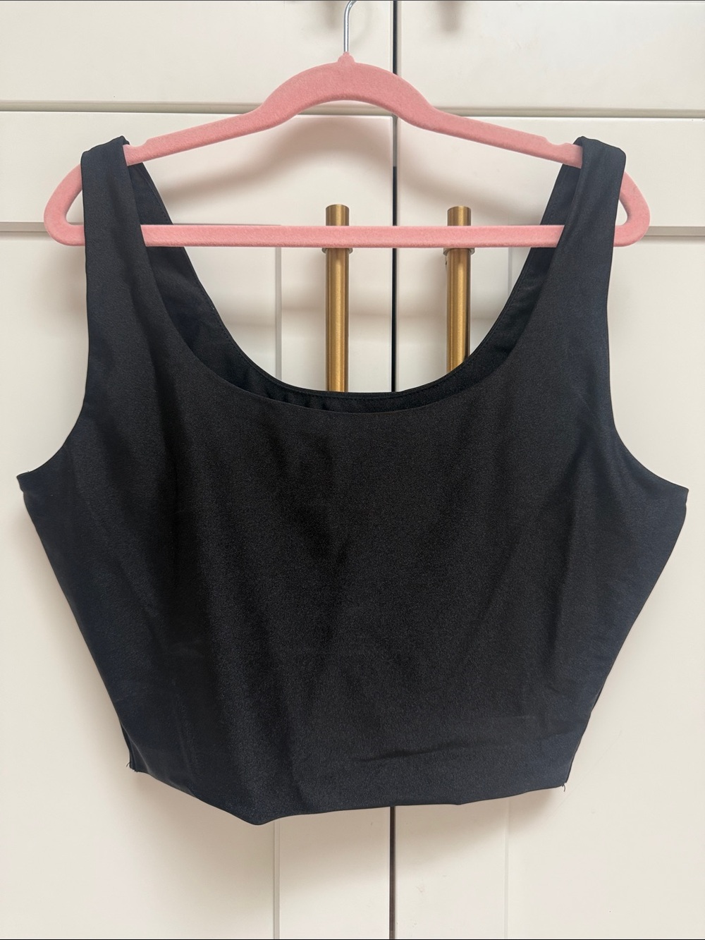 Revamped Black Scoop Neck Crop Tank